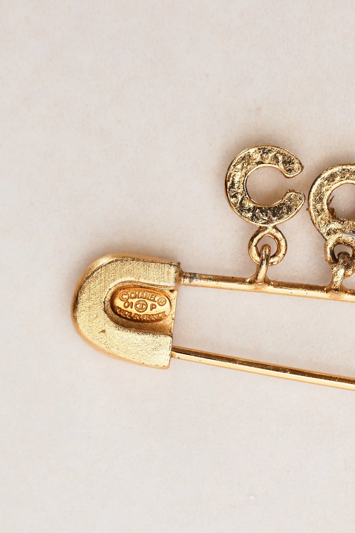 Chanel 2001 Crystal COCO Safety Pin Brooch