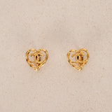 Chanel 70s-80s Heart CC Clip-On Earrings 24K GP