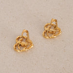 Chanel 70s-80s Heart CC Clip-On Earrings 24K GP