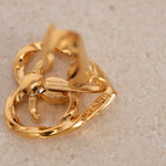 Chanel 70s-80s Heart CC Clip-On Earrings 24K GP