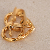 Chanel 70s-80s Heart CC Clip-On Earrings 24K GP