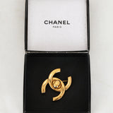 Chanel 1998 CC Turnlock Brooch 24K GP