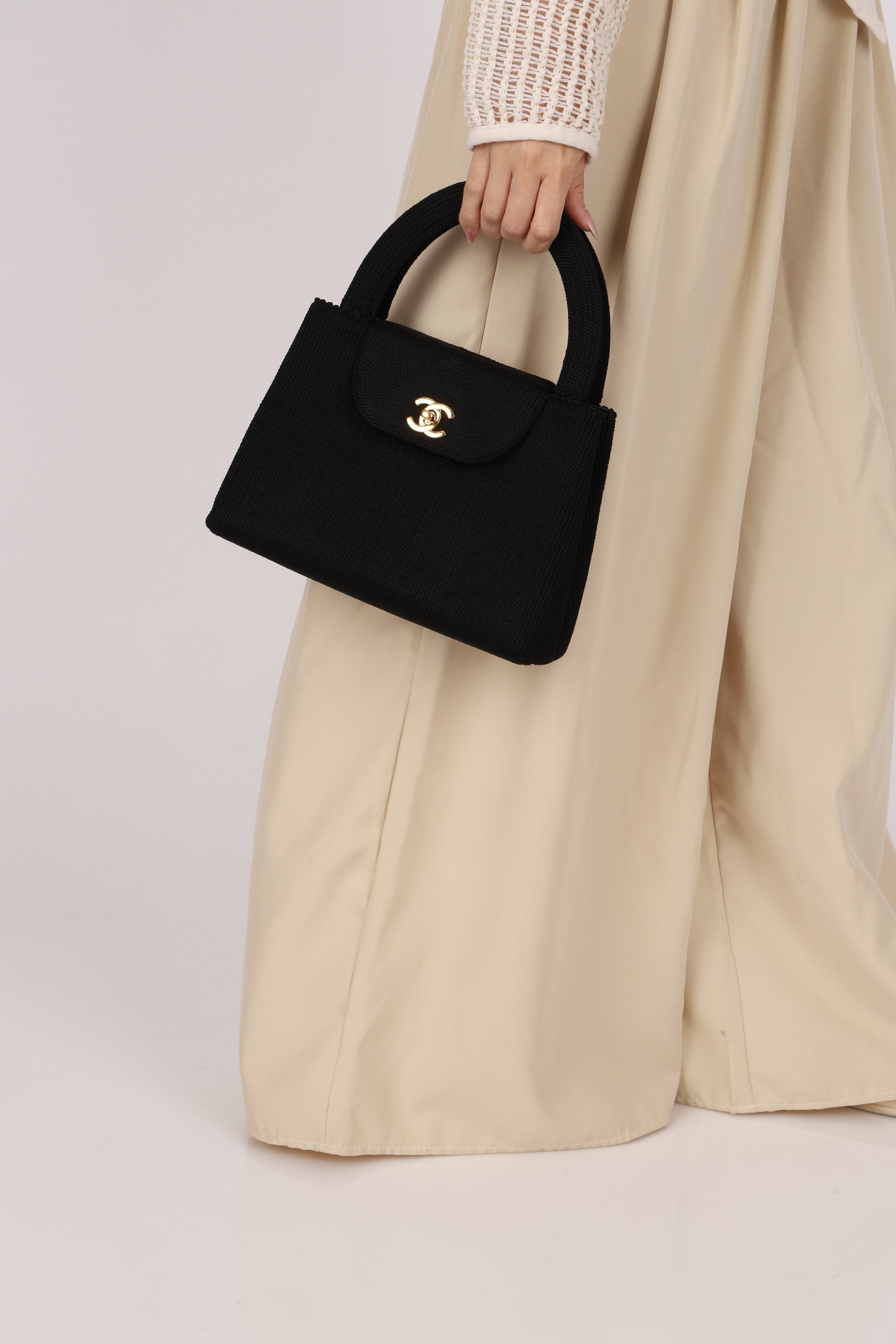 Ultra-Rare Chanel Large Rope Kelly Black 1998 24K GP