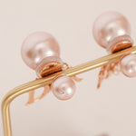 Dior Rose Gold Logo Pearl Clip-On Earrings