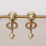 Dior Gold Pearl Drop Diamond Clip-On Earrings