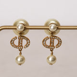 Dior Gold Pearl Drop Diamond Clip-On Earrings