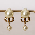 Dior Gold Pearl Drop Diamond Clip-On Earrings