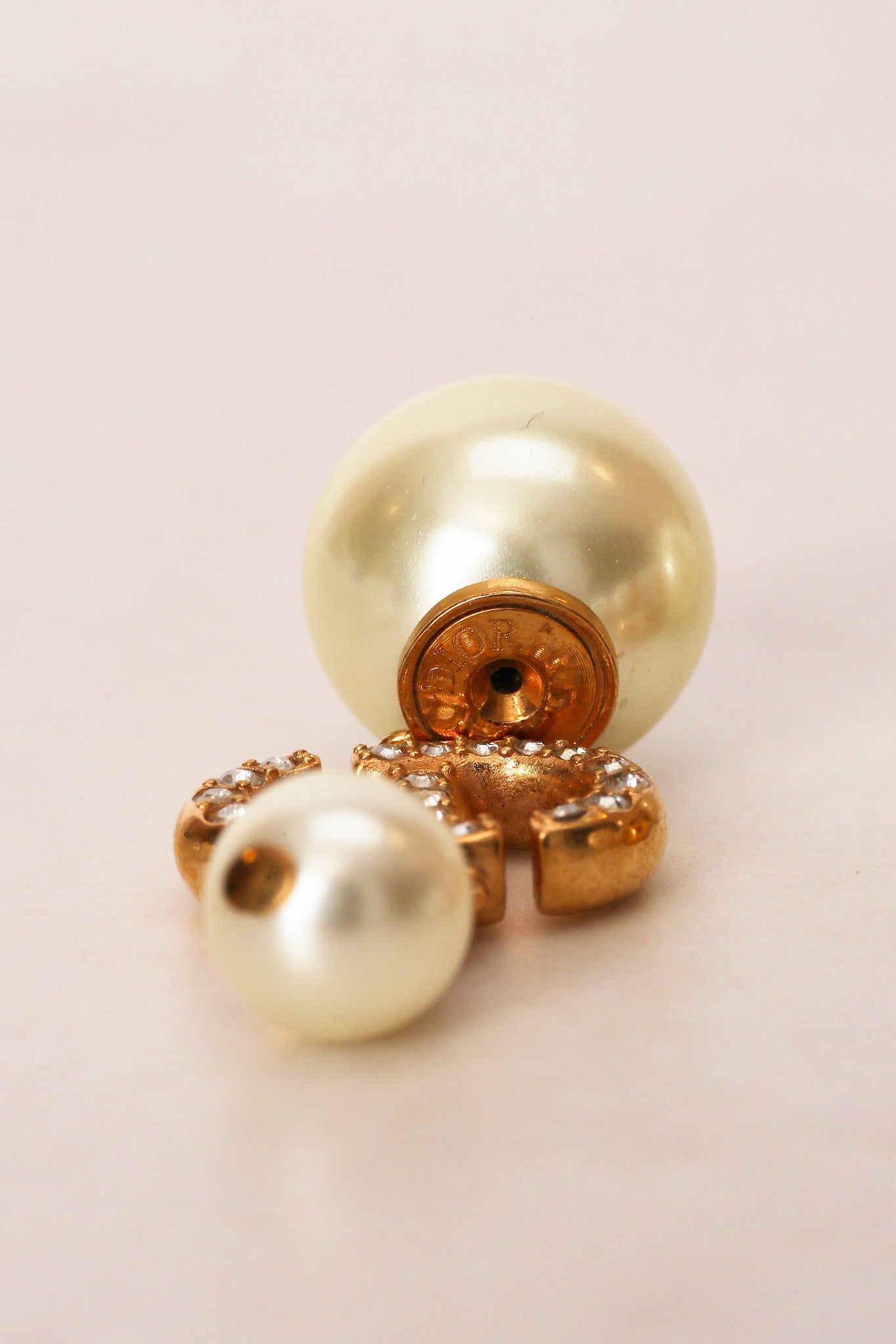 Dior Gold Pearl Drop Diamond Clip-On Earrings