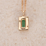 1990s - 2000s 10K Yellow Gold Emerald and Diamond Pendant Necklace - Drop 24