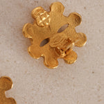 Chanel 1994 Gold CC Camellia Clip-On Earrings