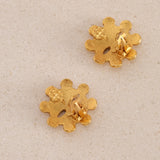 Chanel 1994 Gold CC Camellia Clip-On Earrings
