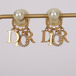 Dior Logo Pearl Diamond Earrings