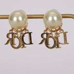 Dior Logo Pearl Diamond Earrings