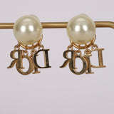 Dior Logo Pearl Diamond Earrings