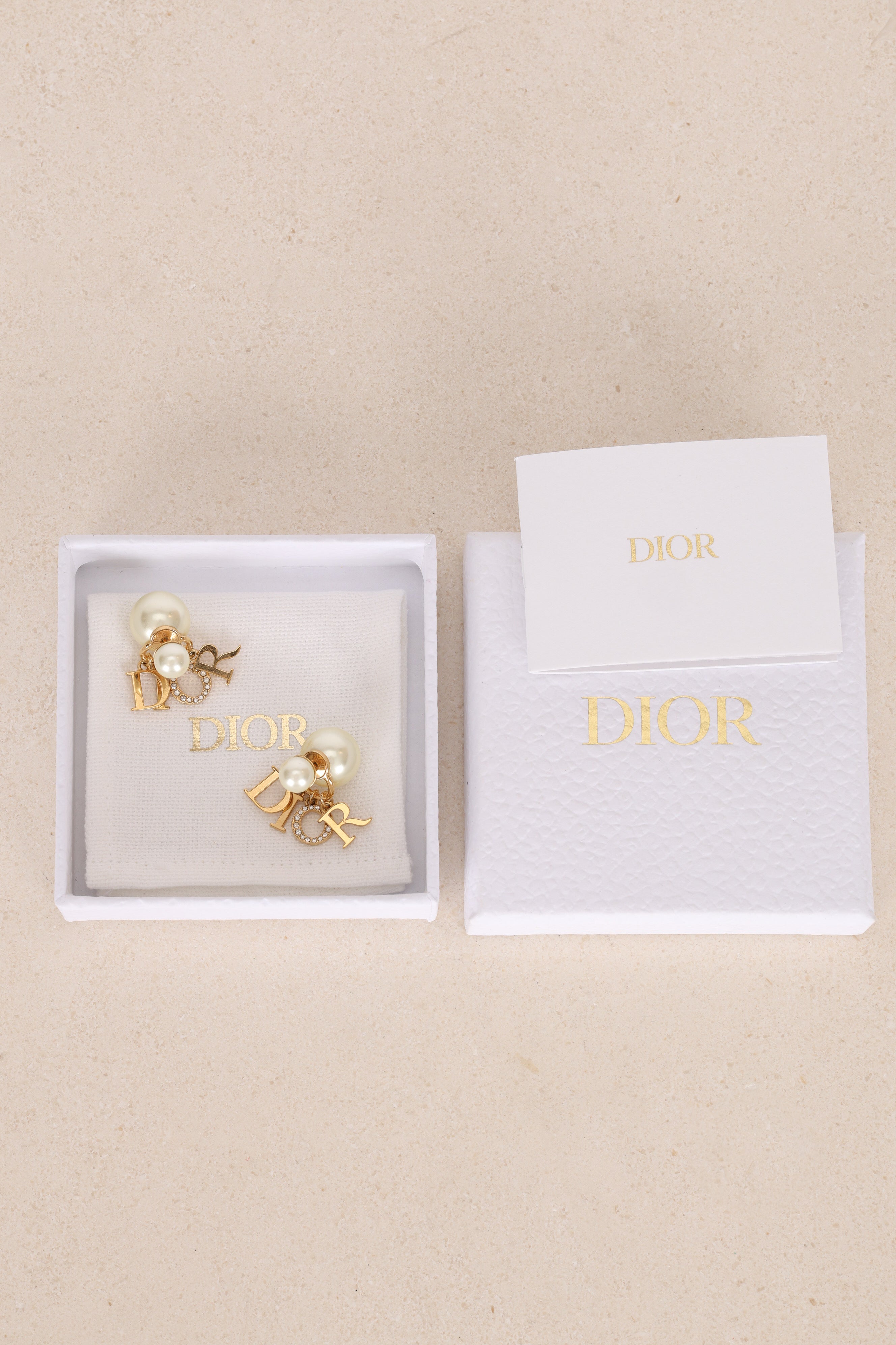 Dior Logo Pearl Diamond Earrings