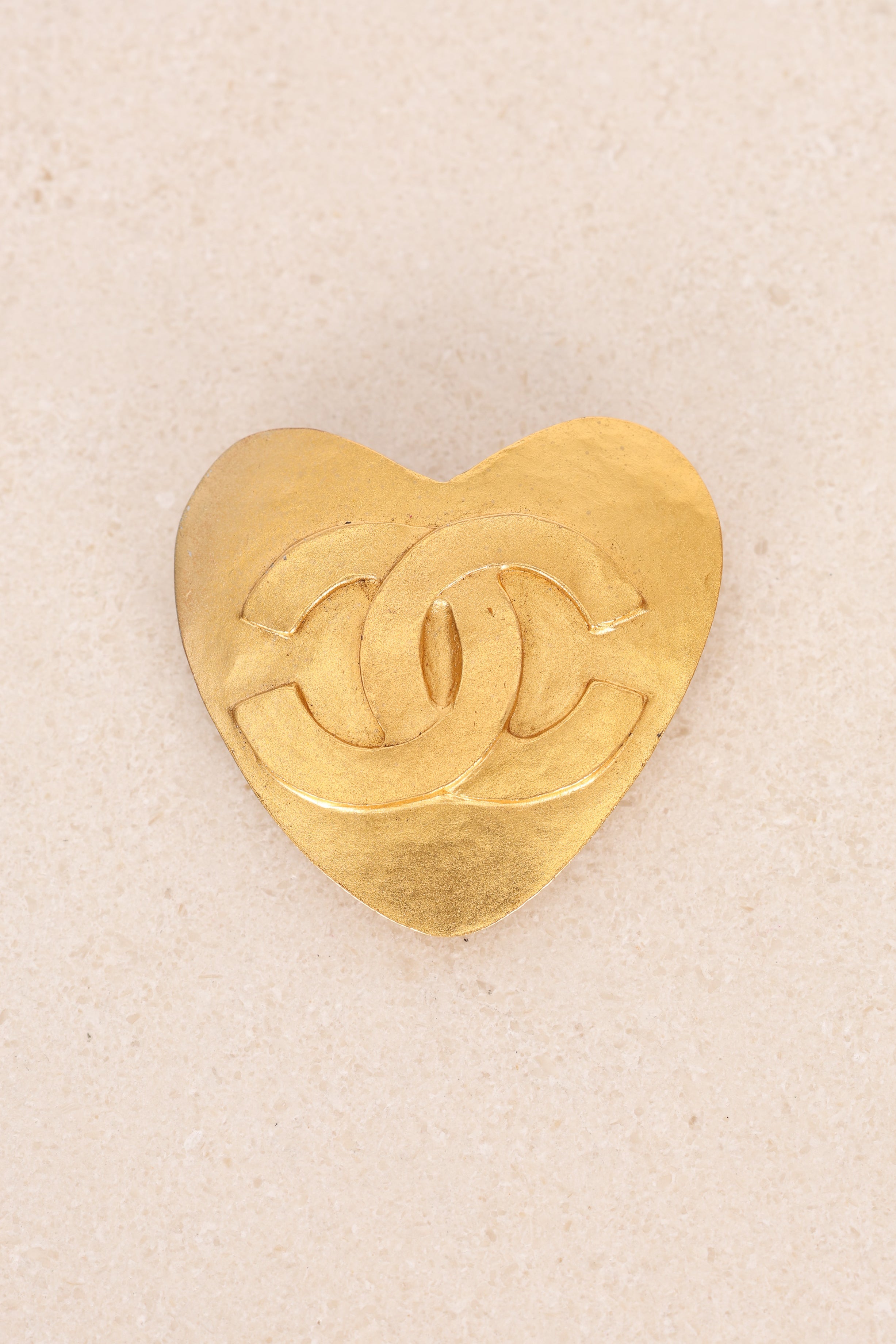 Chanel 1995 CC Heart Brooch 24K GP