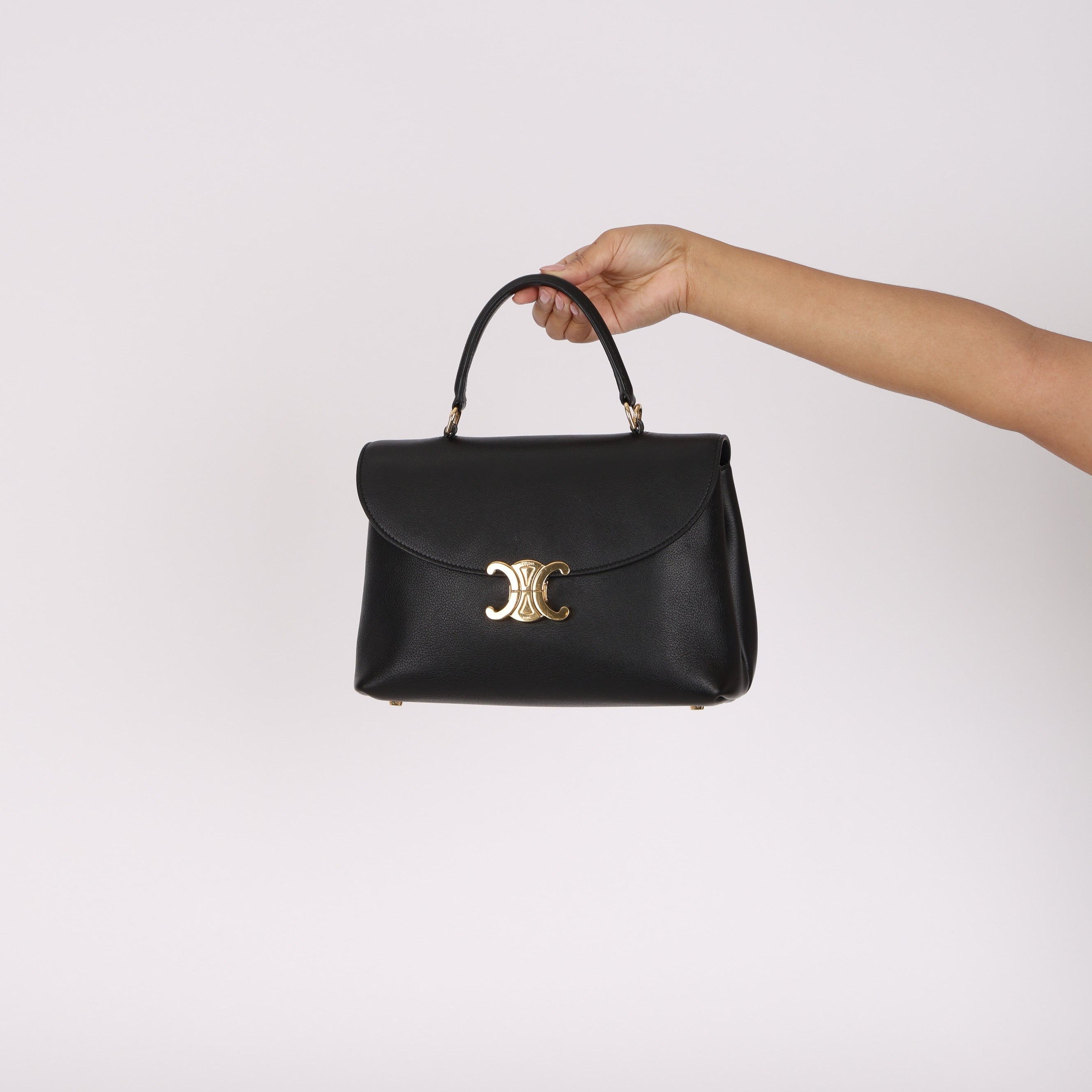Celine Medium Nino Bag Black Grained Calfskin
