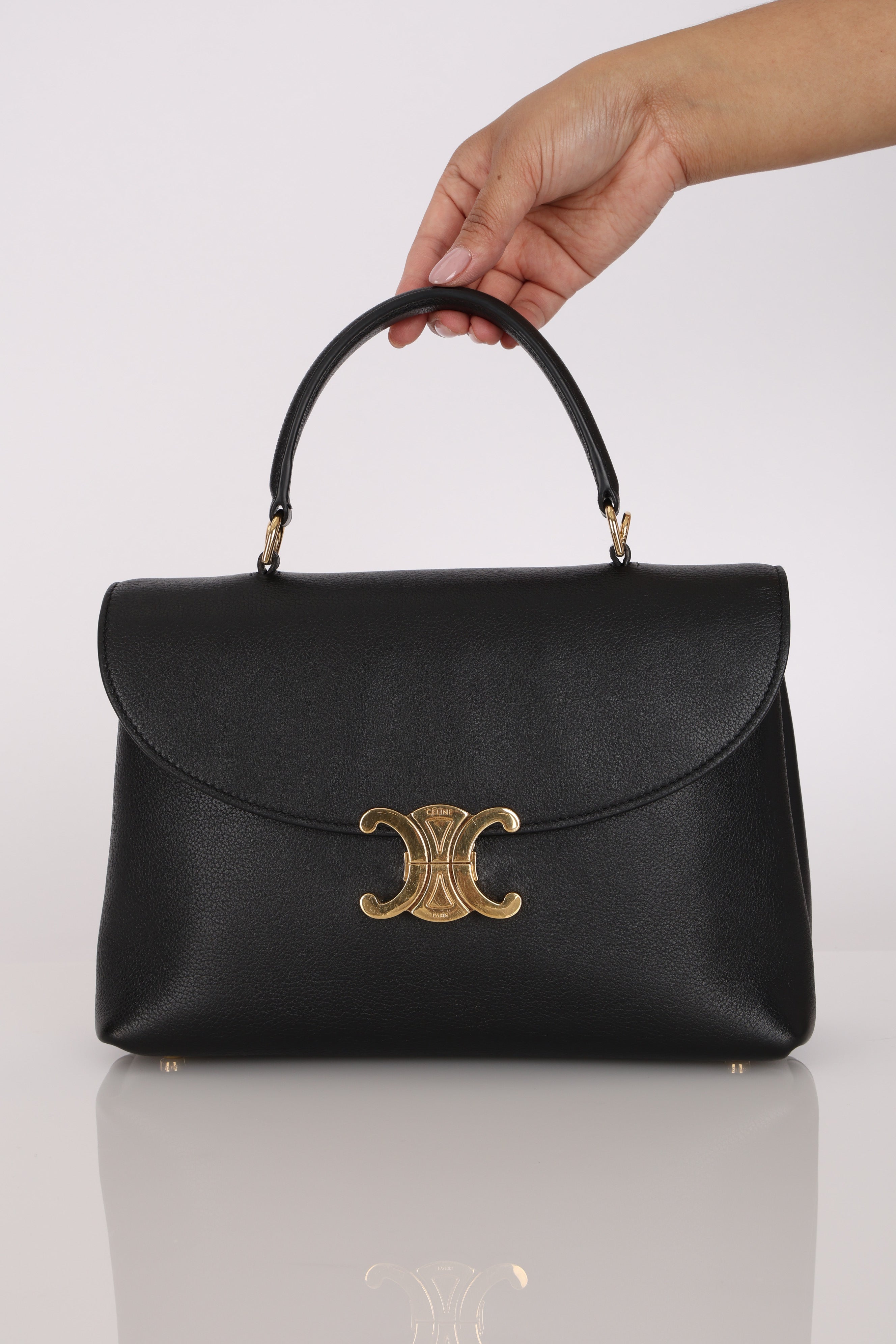 Celine Medium Nino Bag Black Grained Calfskin