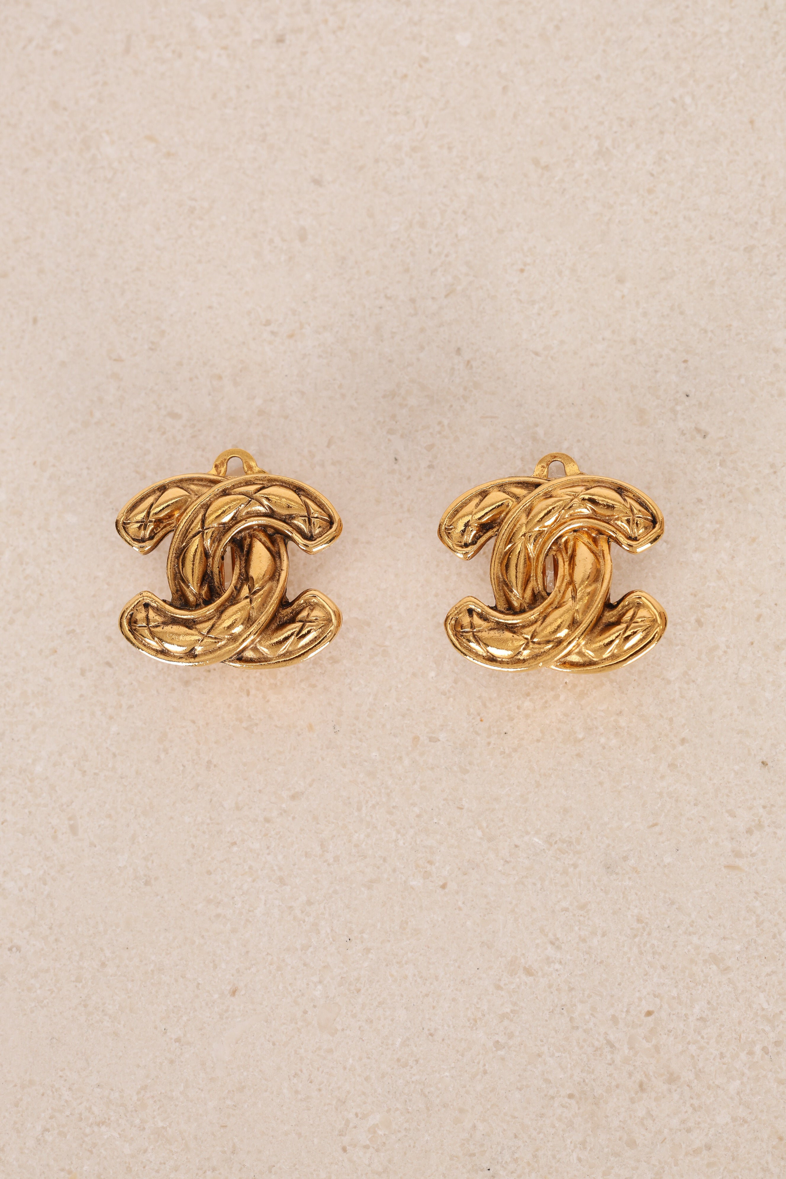 Chanel 1990s CC Clip-On Earrings 24K GP