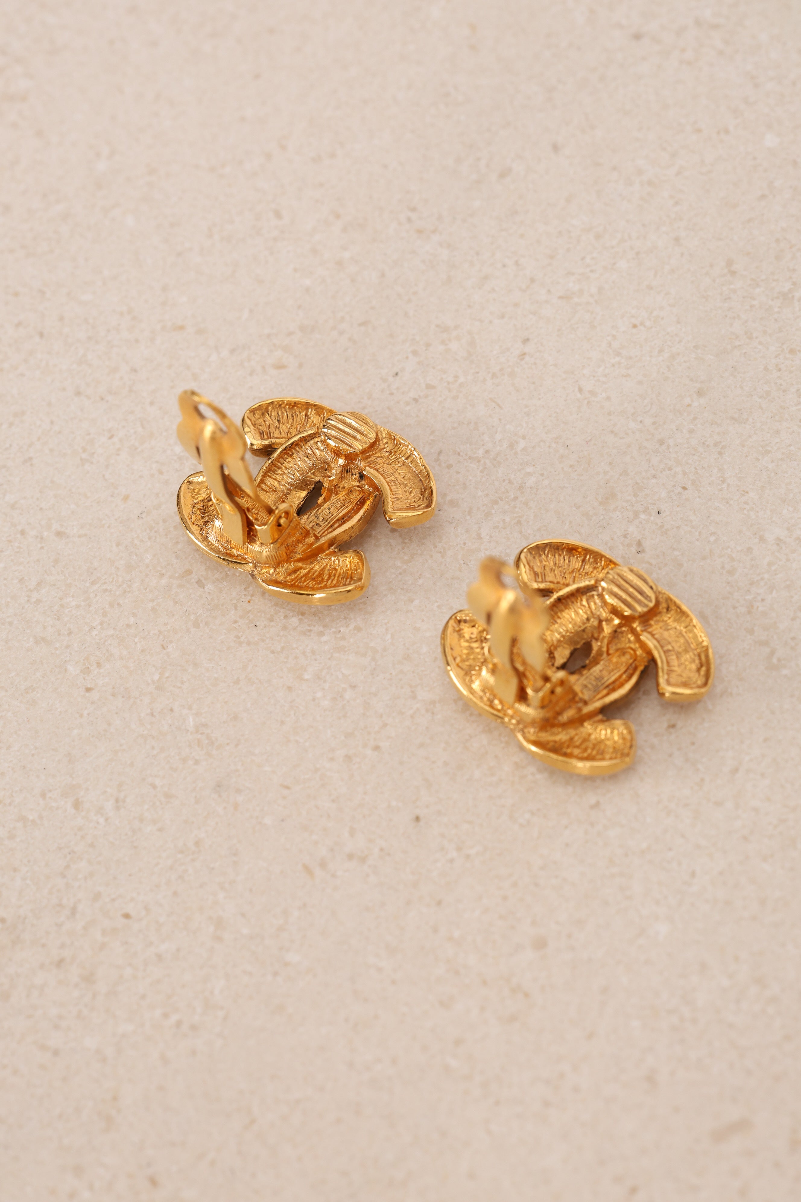 Chanel 1990s CC Clip-On Earrings 24K GP