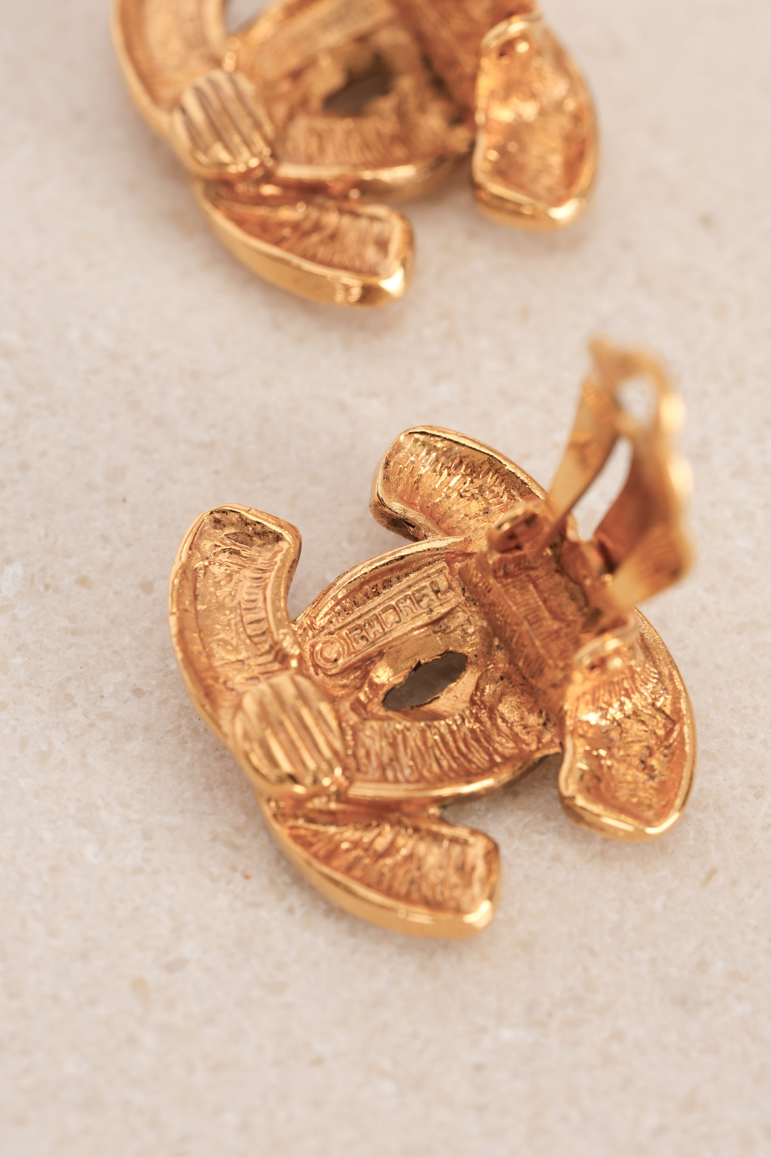Chanel 1990s CC Clip-On Earrings 24K GP