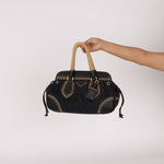 Prada Vitello Trimmed Paglia Frame Bag