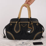 Prada Vitello Trimmed Paglia Frame Bag