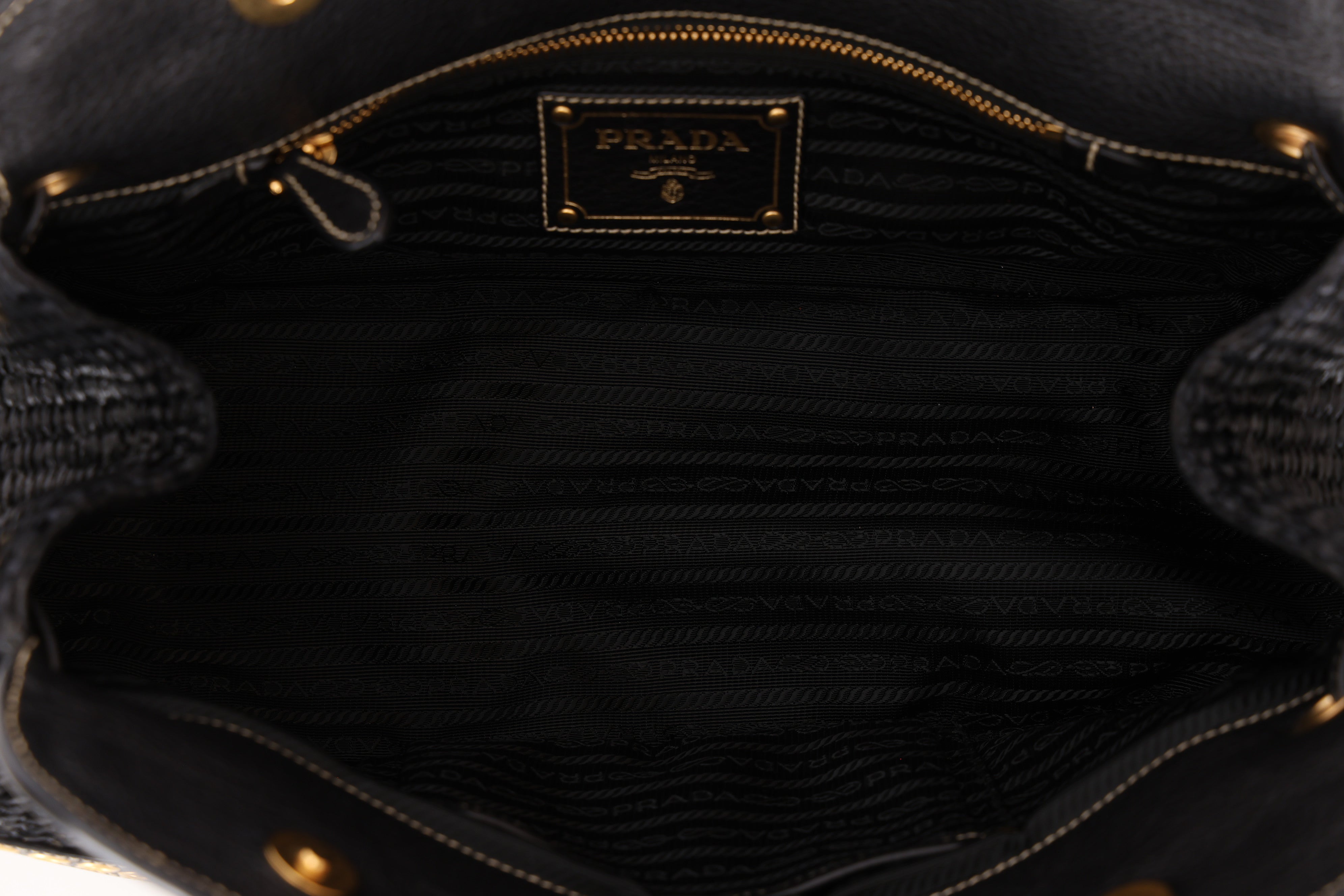 Prada Vitello Trimmed Paglia Frame Bag
