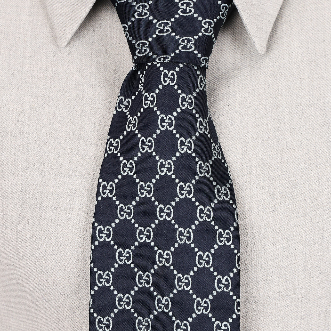 Gucci Monogram Navy Silk Tie