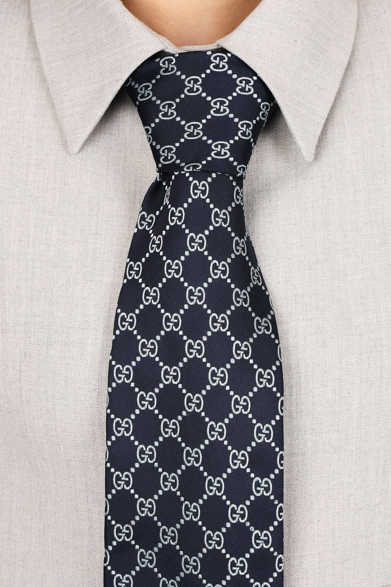 Gucci Monogram Navy Silk Tie
