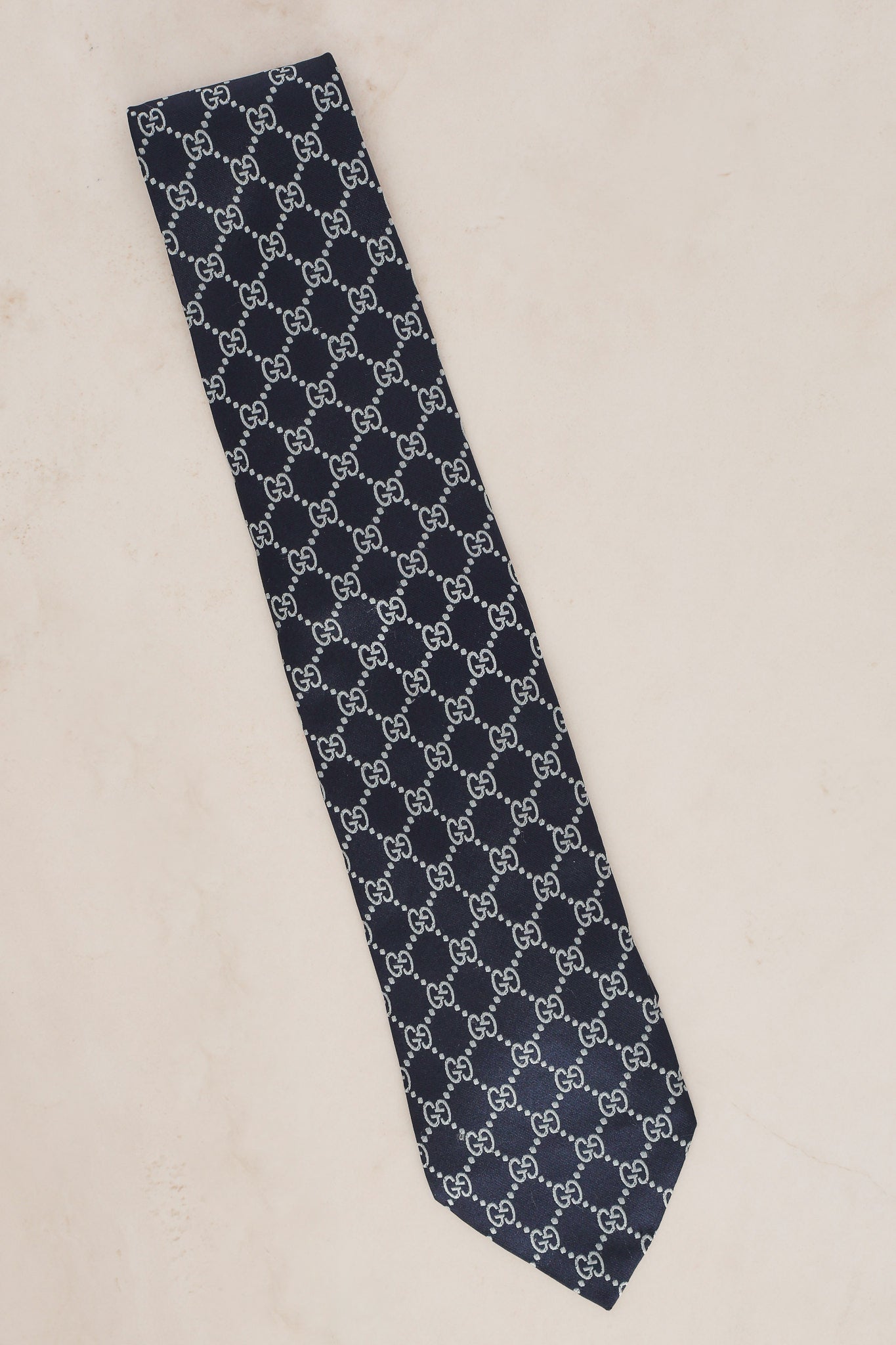 Gucci Monogram Navy Silk Tie