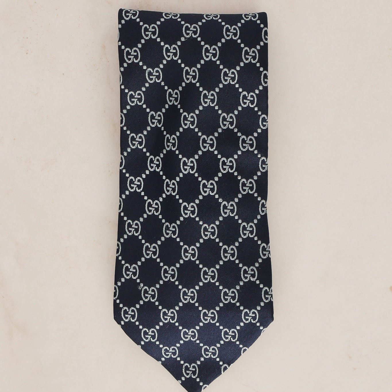 Gucci Monogram Navy Silk Tie