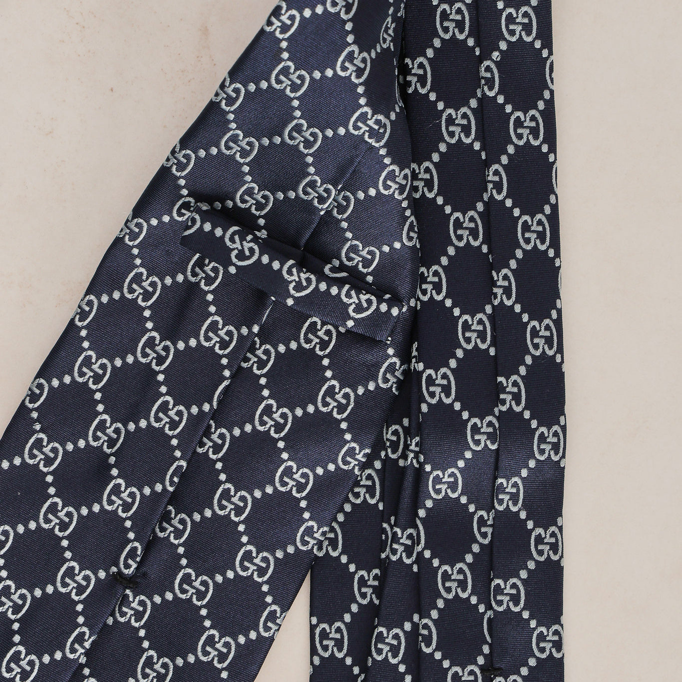 Gucci Monogram Navy Silk Tie