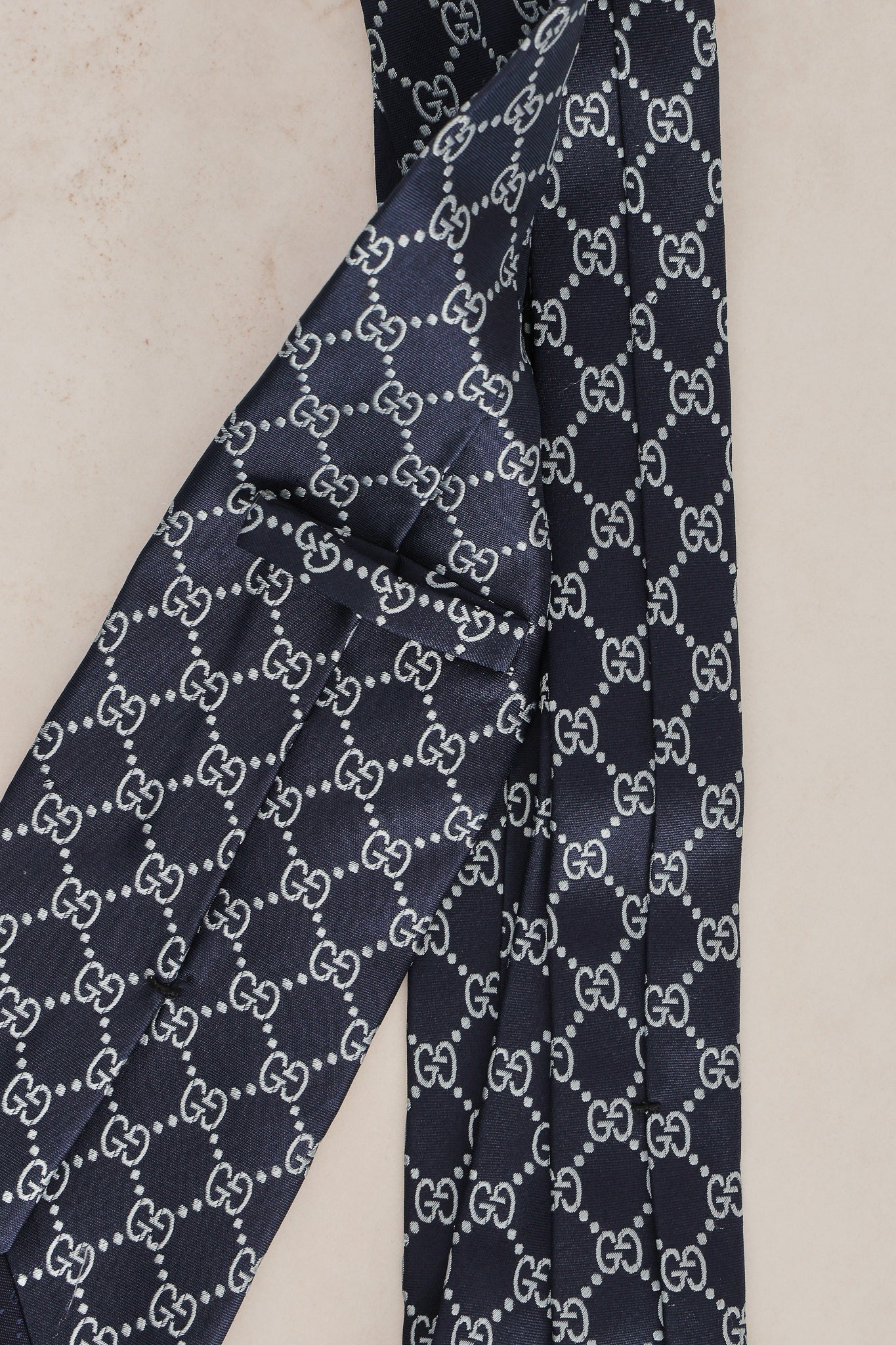 Gucci Monogram Navy Silk Tie