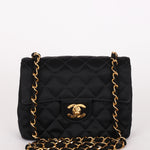 Chanel Mini Square Flap Black Satin 1994 24K GP