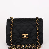 Chanel Mini Square Flap Black Satin 1994 24K GP