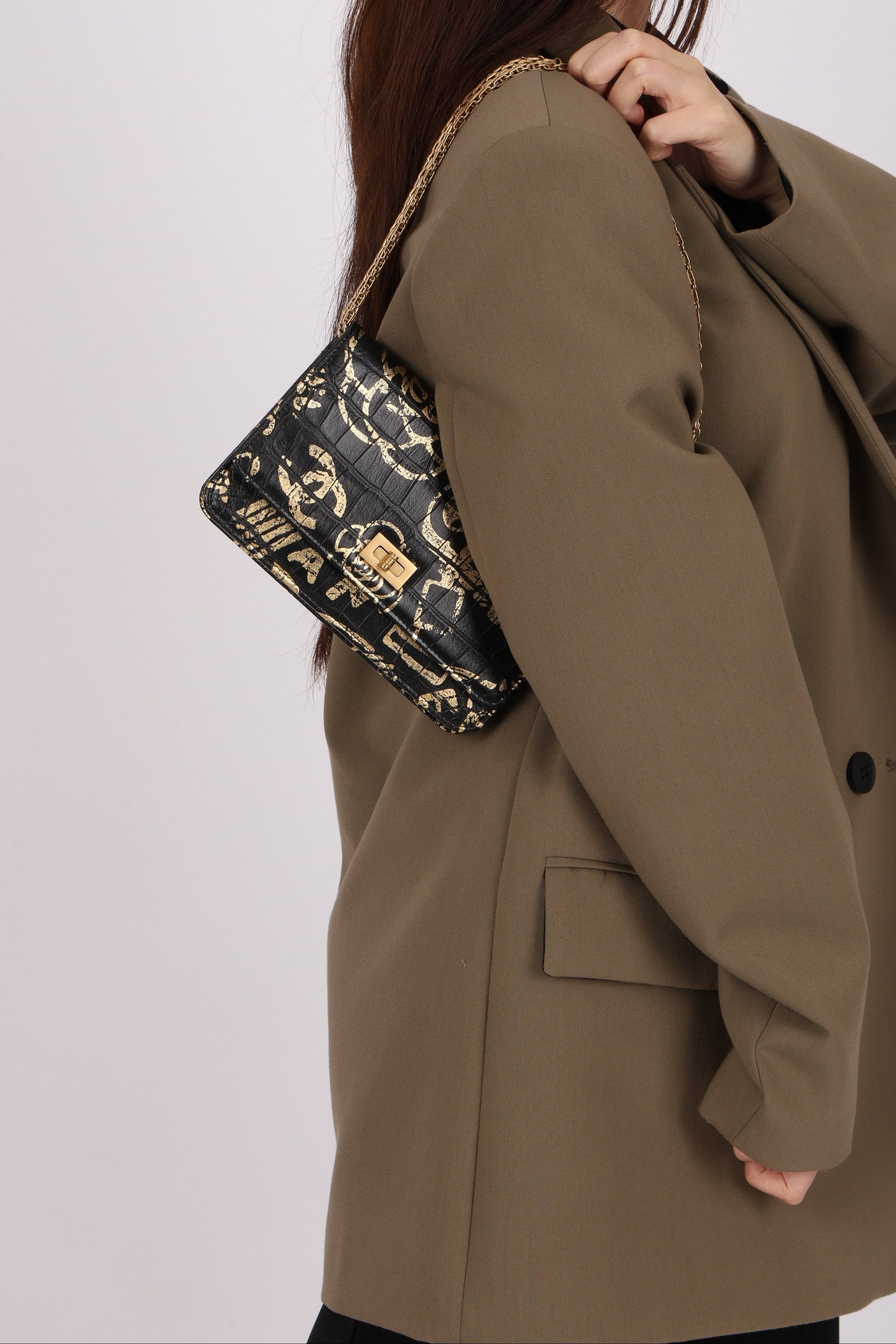 Limited Edition Chanel Paris-New York Croc Embossed Graffiti Reissue Wallet on Chain 2019 AGHW (DONE)