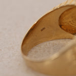 18K Yellow Gold Diamond and Sapphire Geometric Signet Ring, Size US 9.75 - Drop 12