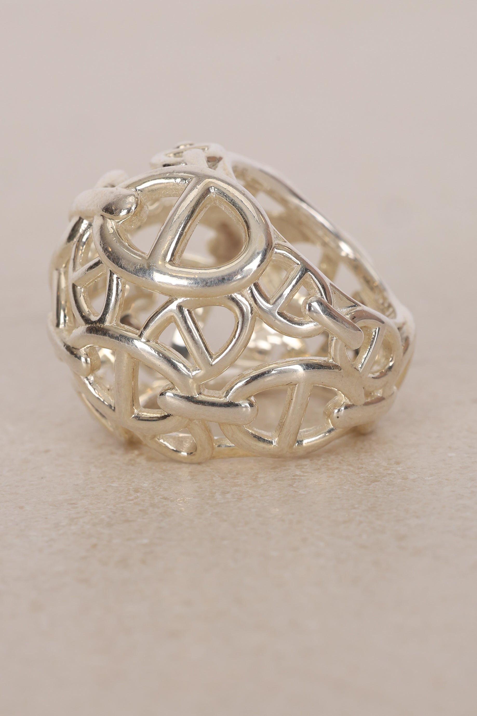 Hermès SIlver Chaine D'Ancre Enchaine TGM Ring, Size US 4.5 - Drop 12