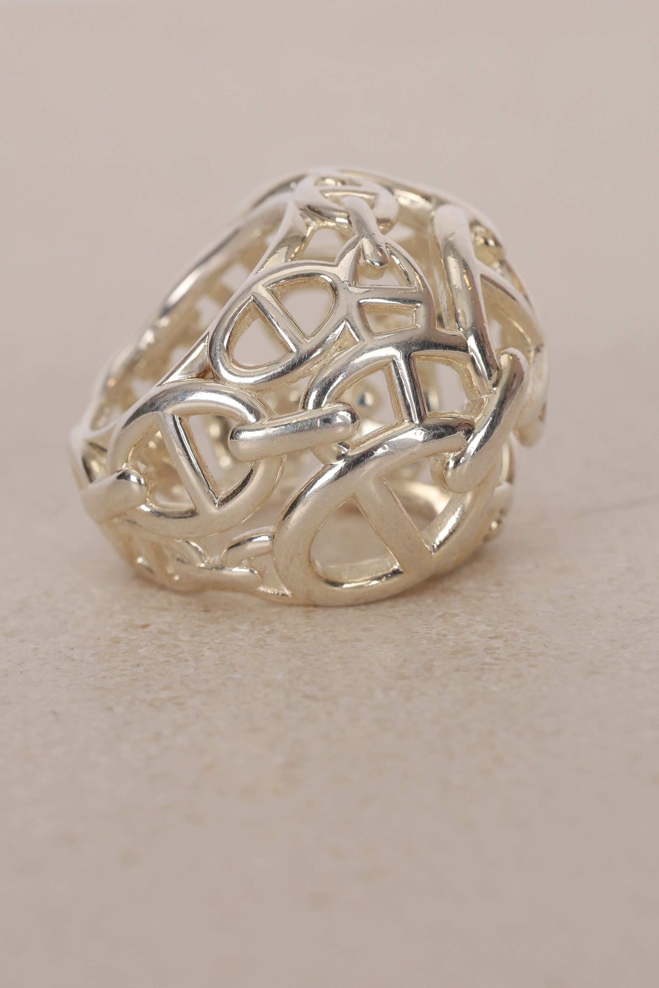 Hermès SIlver Chaine D'Ancre Enchaine TGM Ring, Size US 4.5 - Drop 12