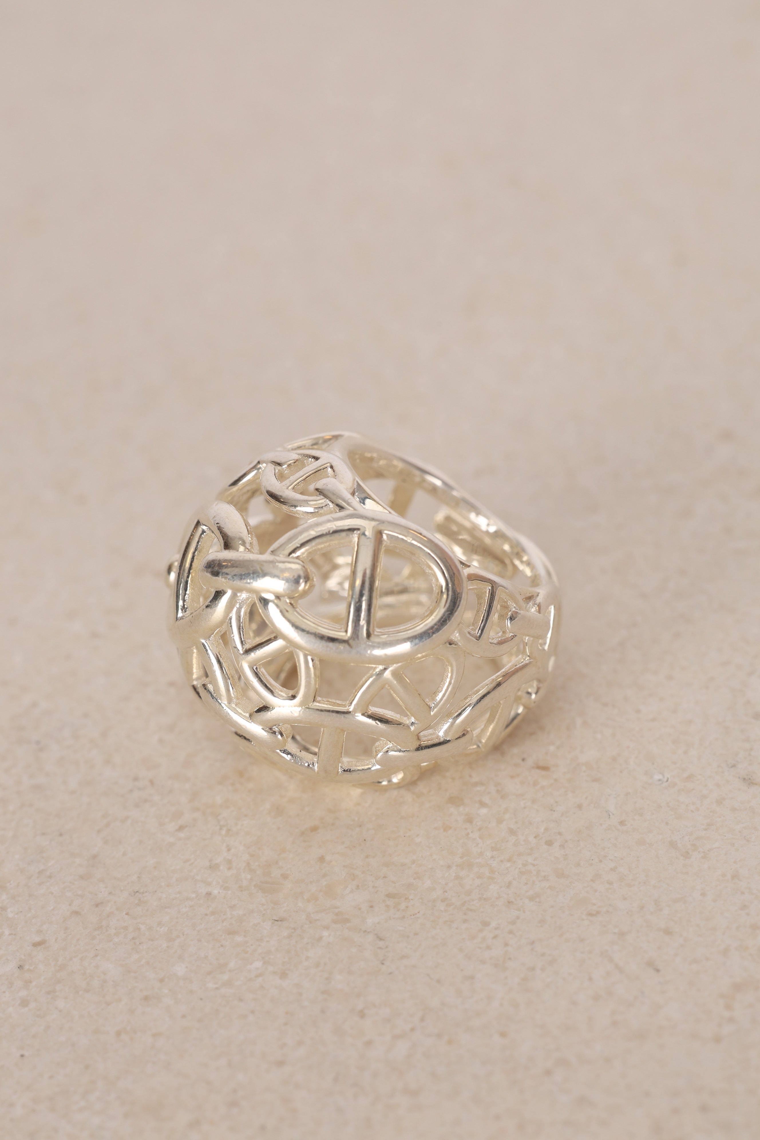 Hermès SIlver Chaine D'Ancre Enchaine TGM Ring