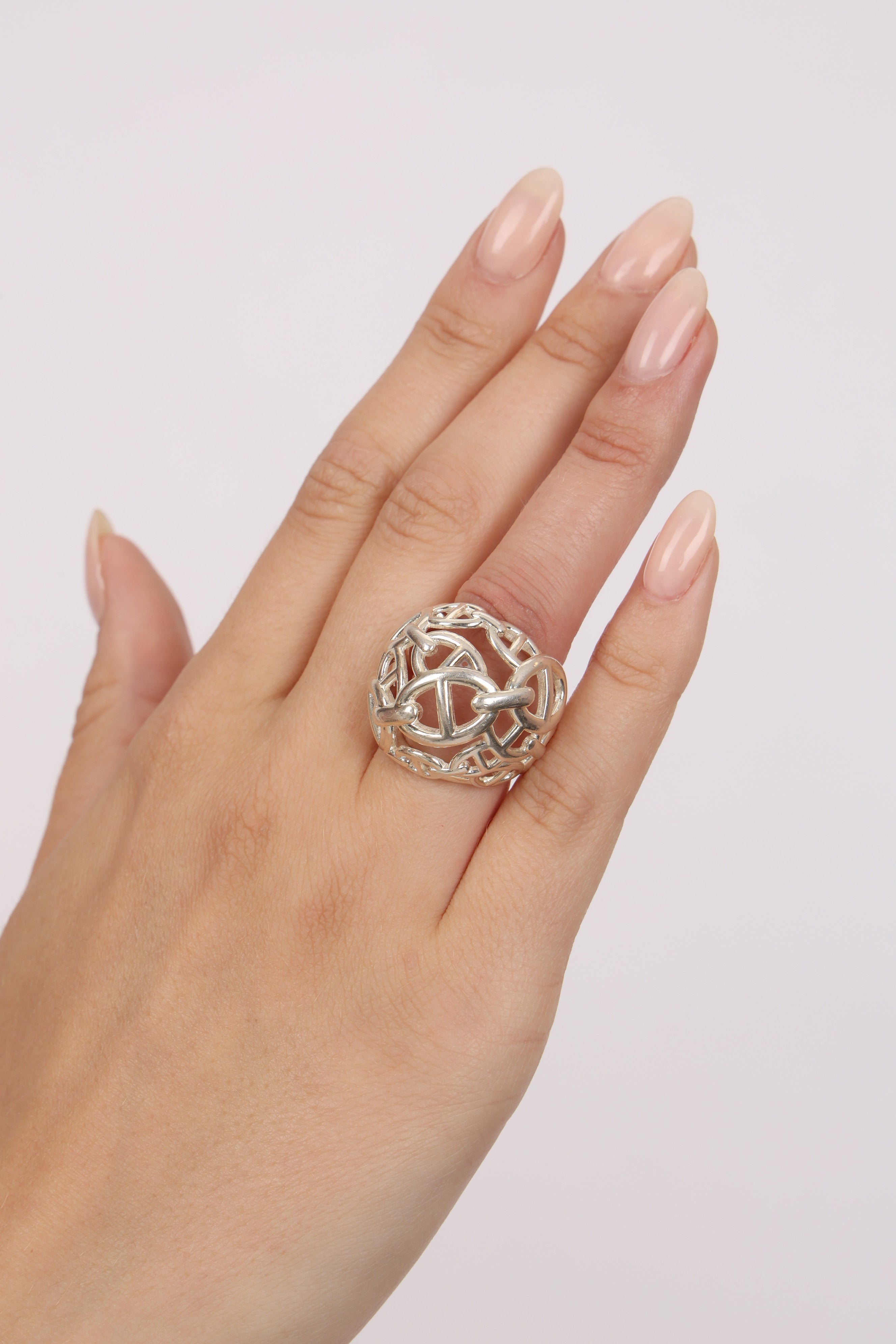 Hermès SIlver Chaine D'Ancre Enchaine TGM Ring
