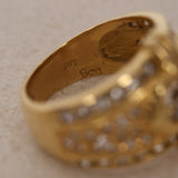 18K Yellow Gold Platinum Ruby and Diamond Rounded Cocktail Ring, Size US 5 - Drop 12