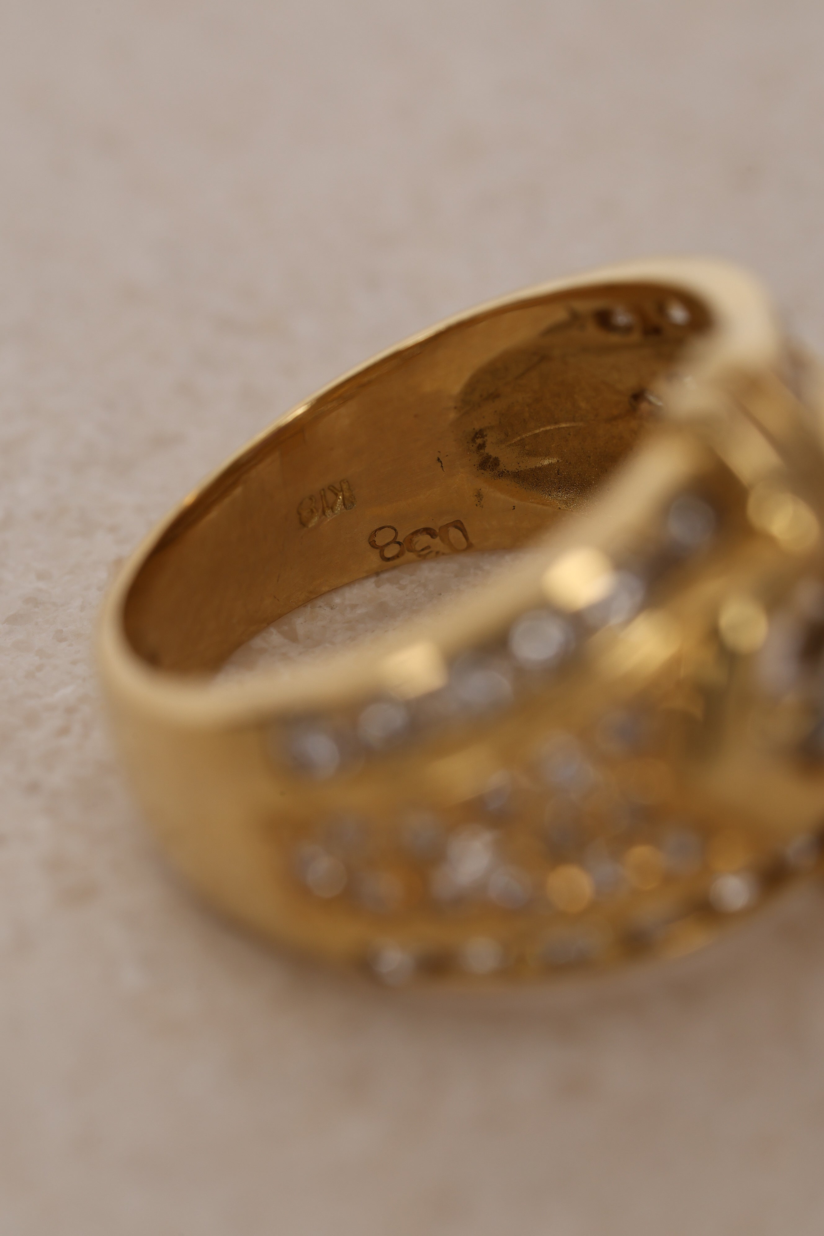18K Yellow Gold Platinum Ruby and Diamond Rounded Cocktail Ring, Size US 5 - Drop 12