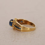 18K Yellow Gold and Sapphire Diamond Halo Ring, Size US 6 - Drop 12