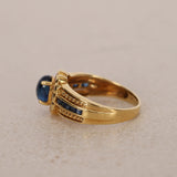 18K Yellow Gold and Sapphire Diamond Halo Ring, Size US 6 - Drop 12