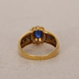 18K Yellow Gold and Sapphire Diamond Halo Ring, Size US 6 - Drop 12