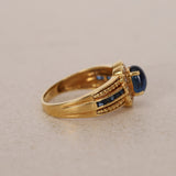 18K Yellow Gold and Sapphire Diamond Halo Ring, Size US 6 - Drop 12
