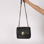 Chanel Single Flap Black Lambskin 24K GP
