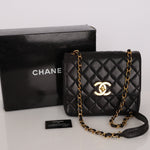 Chanel Single Flap Black Lambskin 24K GP